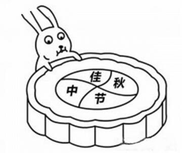 中秋节吃月饼简笔画