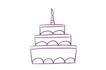 多层生日蛋糕简笔画步骤图片