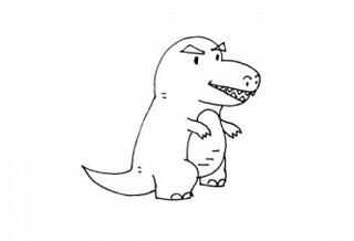 卡通喷火的恐龙简笔画步骤图片