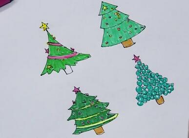 圣诞树怎么画？幼儿园圣诞树简笔画步骤图片
