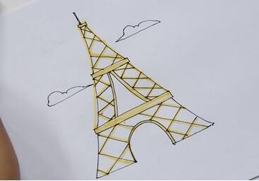 法国巴黎埃菲尔铁塔简笔画步骤图片