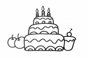 幼儿园漂亮生日蛋糕简笔画步骤图片
