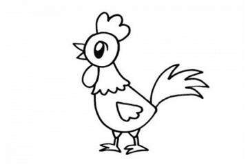 鸡怎么画？幼儿园大公鸡简笔画步骤图片