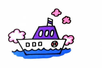 幼儿园一艘轮船简笔画步骤图片