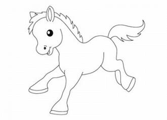 幼儿园可爱的小马简笔画步骤图片