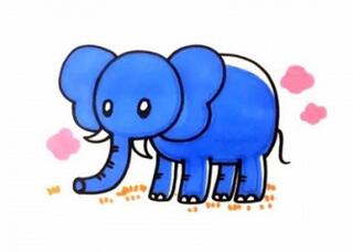 幼儿园卡通大象简笔画步骤图片