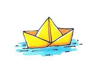 幼儿园折纸船简笔画步骤图片