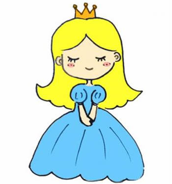 幼儿园简单Q版漂亮的公主简笔画步骤图片