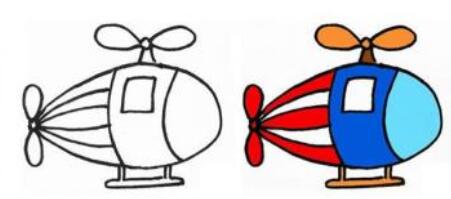 幼儿园彩色直升机简笔画步骤图片
