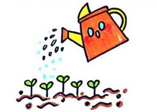 幼儿园劳动节卡通浇水简笔画步骤图片
