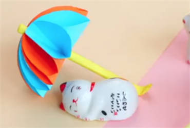 五一劳动节手工彩纸伞制作方法 儿童剪纸