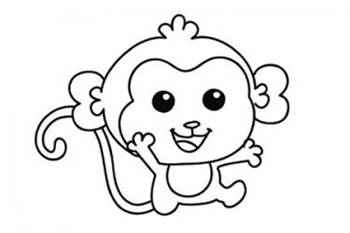 幼儿园卡通可爱小猴子简笔画步骤图片