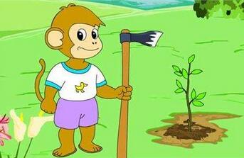 小猴子种果树的故事