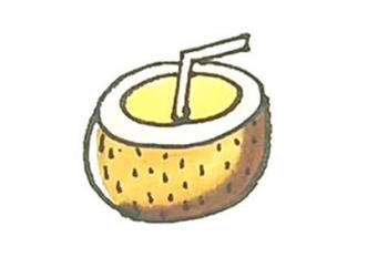 幼儿园彩色水果椰子简笔画教程