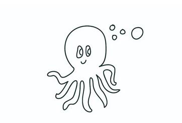 海洋生物章鱼简笔画教程图片