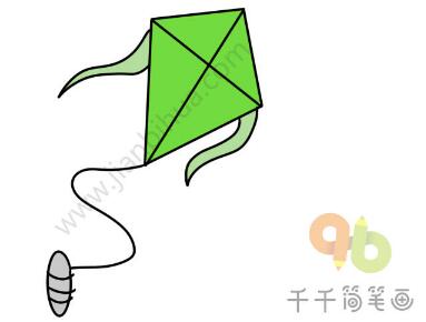 绿色的风筝简笔画教程图片