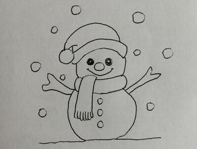 下雪中的雪人简笔画教程图片