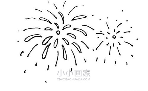 彩色烟花简笔画画法图片步骤- www.xiaoxiaohuajia.com