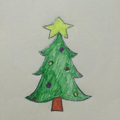 圣诞树怎么画？卡通圣诞树简笔画教程图片