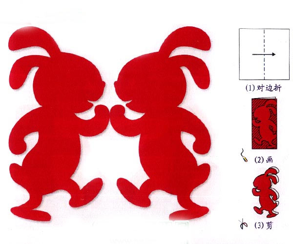 可爱兔子手工剪纸图案大全