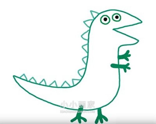 《小猪佩奇》乔治的恐龙简笔画画法图片步骤- www.xiaoxiaohuajia.com