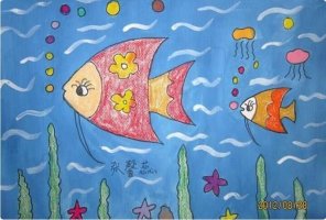 卡通海底世界儿童画-美丽的鱼图片
