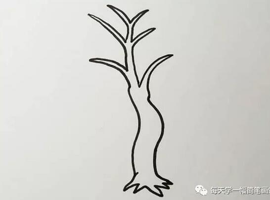 柳树简笔画彩色画法步骤