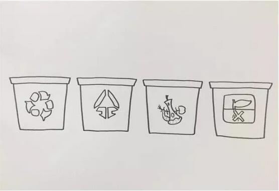 垃圾桶怎么画？教你画4个不同的分类垃圾桶简笔画