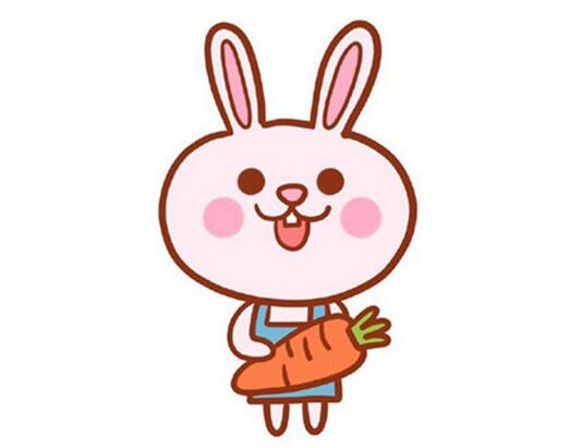 拿着萝卜可爱的粉红小兔子简笔画