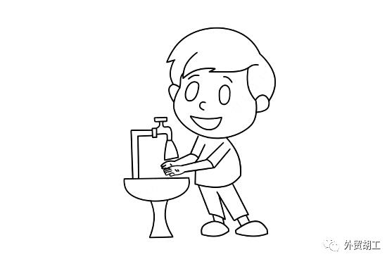 小男孩洗手简笔画教程图片