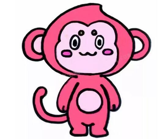 六步画出萌萌的猴子简笔画图片教程