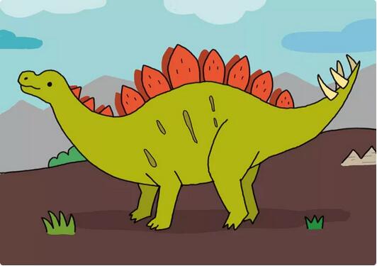 简单的恐龙简笔画教程图片（剑龙、霸王龙）