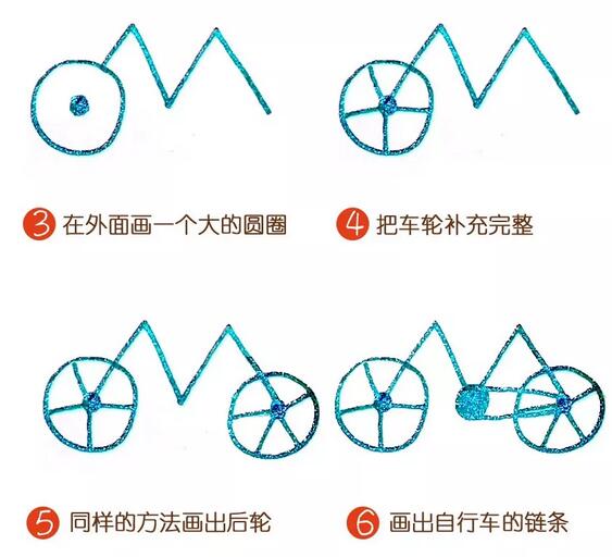 用字母M画自行车简笔画教程图片
