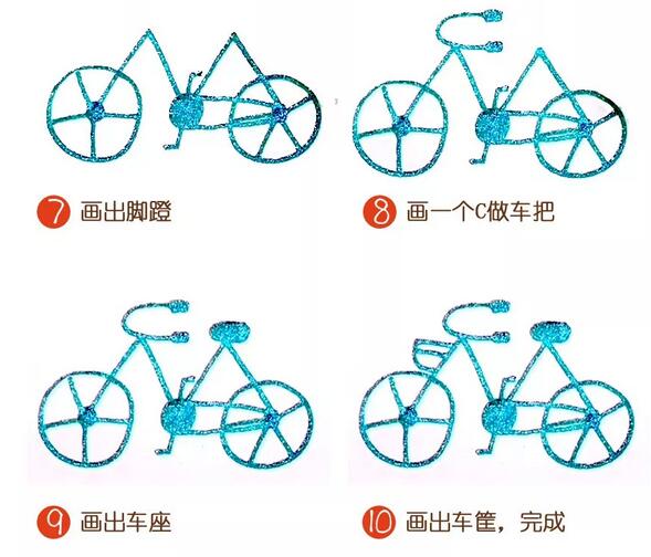 用字母M画自行车简笔画教程图片