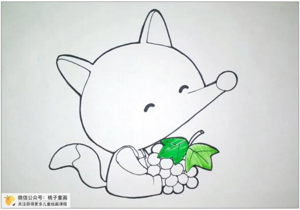 爱吃葡萄的小狐狸简笔画教程图片