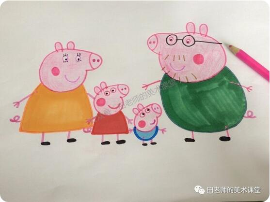 小猪佩奇的幸福一家简笔画教程图片
