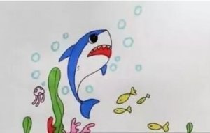 海洋生物鲨鱼简笔画教程图片