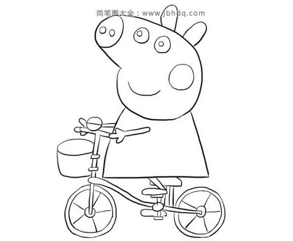 小猪佩奇骑自行车简笔画教程图片