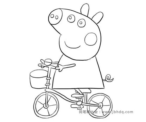 小猪佩奇骑自行车简笔画教程图片