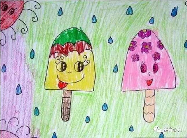 夏天冰淇淋儿童画图片 