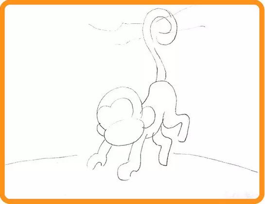 小猴子捞月亮的故事简笔画教程图片