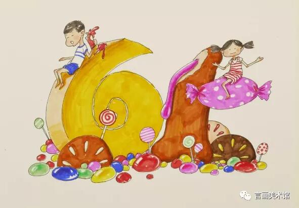 创意儿童画：甜甜的六一儿童节