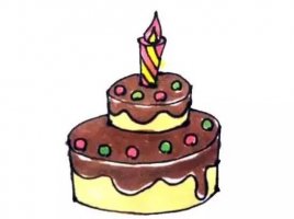 儿童双层生日蛋糕简笔画教程图片