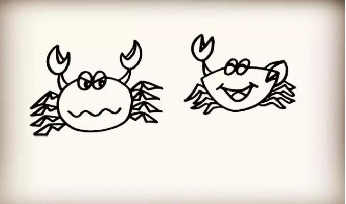两只大螃蟹简笔画教程图片