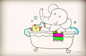 爱洗澡的大象简笔画教程图片