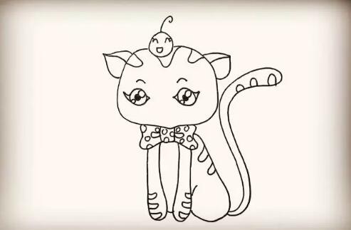 一只可爱的小猫咪简笔画教程图片