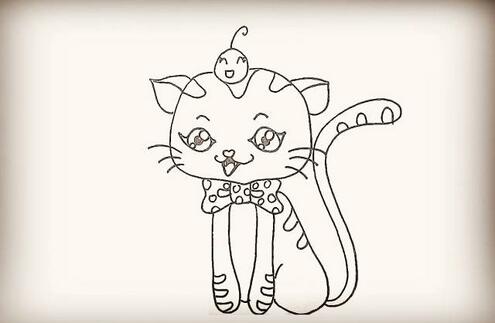 一只可爱的小猫咪简笔画教程图片