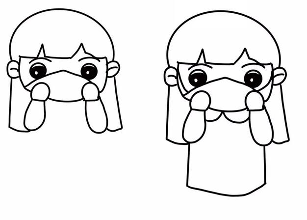 戴口罩的小女孩简笔画教程图片