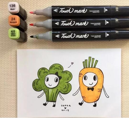 蔬菜(西蓝花、胡萝卜)简笔画教程图片