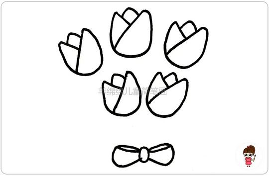 教师节花朵简笔画，美丽的鲜花送老师